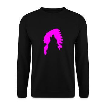 American Indian & Wolf SPORT Tshirt Birthday Gift - Unisex Sweatshirt - black - Front - Alina (178cm) & Michal (187cm)
