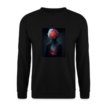 Rose Weltall Mysteriös - Unisex Pullover - Schwarz - Vorne - Alina (178cm) & Michal (187cm)