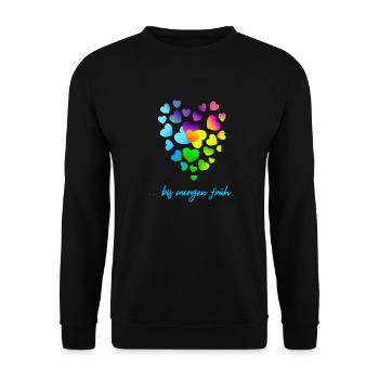 Herzen bunte Herzen Herzen Haufen - Unisex Pullover - Schwarz - Vorne - Alina (178cm) & Michal (187cm)
