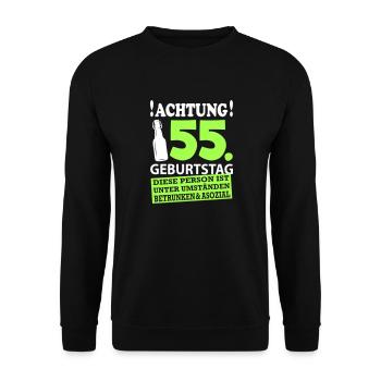 55 Geburtstag Besoffen Alkohol Jahre - Unisex Pullover - Schwarz - Vorne - Alina (178cm) & Michal (187cm)