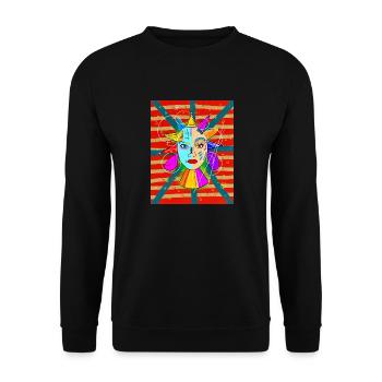 Portrait Frau Zeichnung - Unisex Pullover - Schwarz - Vorne - Alina (178cm) & Michal (187cm)