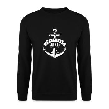 Ancre, Logo nautique. Inspiré de la vieille école - Sweat-shirt Unisexe - noir - Devant - Alina (178cm) & Michal (187cm)