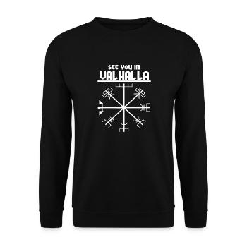 Wir sehen uns in Valhalla Viking - Unisex Pullover - Schwarz - Vorne - Alina (178cm) & Michal (187cm)