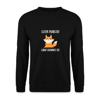 Guten Morgen - Ganz dünnes Eis mit wütenden Fuchs - Unisex Pullover - Schwarz - Vorne - Alina (178cm) & Michal (187cm)