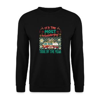 wonderful, christmas, weihnachten, ugly sweater - Unisex Pullover - Schwarz - Vorne - Alina (178cm) & Michal (187cm)
