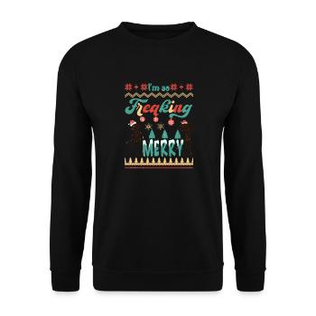 Merry Christmas, Christmas, Ugly Sweater, xmas - Unisex Sweatshirt - black - Front - Alina (178cm) & Michal (187cm)