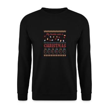 Christmas lights, Christmas, Xmas, ugly sweater - Unisex Sweatshirt - black - Front - Alina (178cm) & Michal (187cm)