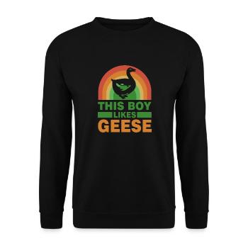Boy Likes Cute Geese Funny Saying Nature Goose - Unisex Sweatshirt - black - Front - Alina (178cm) & Michal (187cm)