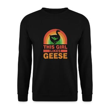 Mädchen mag Gänse Natur Wildtiere Nette Gans - Unisex Pullover - Schwarz - Vorne - Alina (178cm) & Michal (187cm)