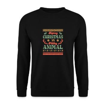 Frohe Weihnachten ya dreckiges Tier - Unisex Pullover - Schwarz - Vorne - Alina (178cm) & Michal (187cm)