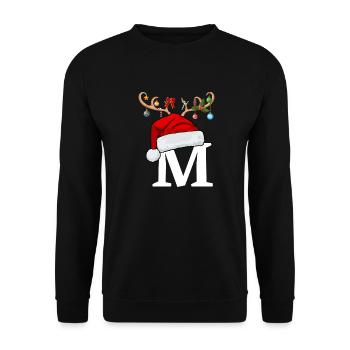 Lettre M bonnet de Noël - Sweat-shirt Unisexe - noir - Devant - Alina (178cm) & Michal (187cm)