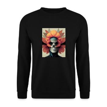 Skull Bauhaus vintage style v06 - Unisex Sweatshirt - black - Front - Alina (178cm) & Michal (187cm)