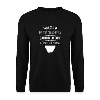 homme sans cheveux et barbe cadeau père - Sweat-shirt Unisexe - noir - Devant - Alina (178cm) & Michal (187cm)