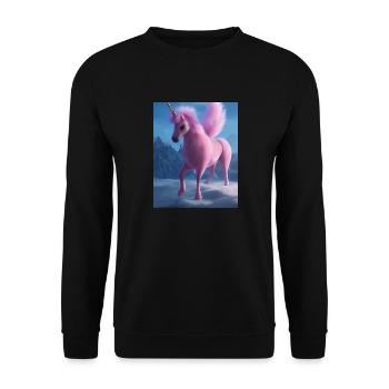 Comic Cartoon Drawing of a queer unicorn with pink - Unisex Sweatshirt - black - Front - Alina (178cm) & Michal (187cm)