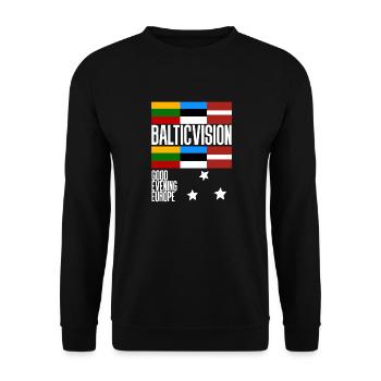 Eurovision Estland Litauen Lettland - Unisex Pullover - Schwarz - Vorne - Alina (178cm) & Michal (187cm)