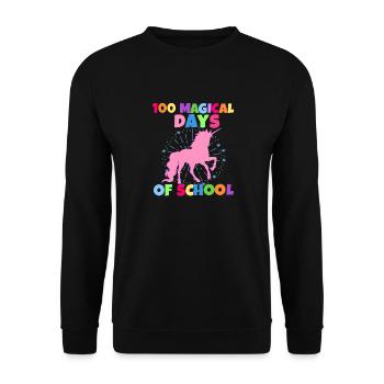 100 Tage Schule Schulkind Feier Einhorn Lehrer - Unisex Pullover - Schwarz - Vorne - Alina (178cm) & Michal (187cm)