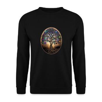 Tree of Life, Verbundenheit - all eins sein - Unisex Pullover - Schwarz - Vorne - Alina (178cm) & Michal (187cm)