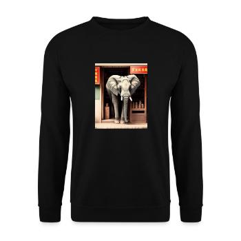 like a bull in a china shop Porzellanladen - Unisex Sweatshirt - black - Front - Alina (178cm) & Michal (187cm)