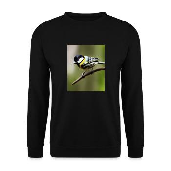Cool Comic Portrait of a great tit Kohlmeise - Unisex Sweatshirt - black - Front - Alina (178cm) & Michal (187cm)