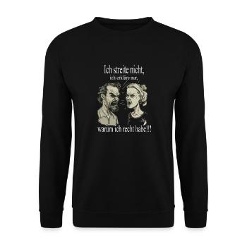 Mann und Frau im Streit - Unisex Pullover - Schwarz - Vorne - Alina (178cm) & Michal (187cm)