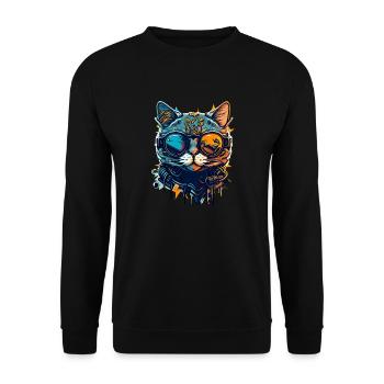 Cool Hipster Pet Cat avec des lunettes de soleil - Sweat-shirt Unisexe - noir - Devant - Alina (178cm) & Michal (187cm)
