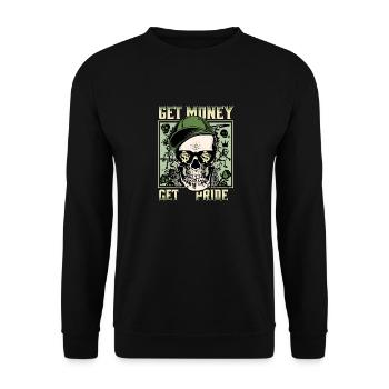Get Money Streetwear Graffiti Skull - Unisex Pullover - Schwarz - Vorne - Alina (178cm) & Michal (187cm)
