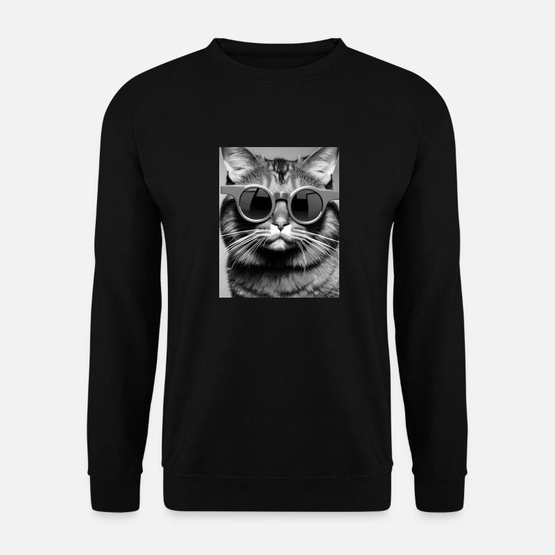 Cool bespectacled cat - Unisex Sweatshirt - black