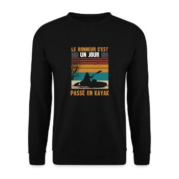 le bonheur c'est un jour passé en kayak - Sweat-shirt Unisexe - noir - Devant - Alina (178cm) & Michal (187cm)