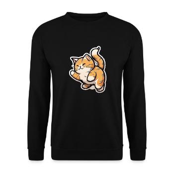 Fröhliche Katzen Pfoten, spielende Katze Sticker - Unisex Pullover - Schwarz - Vorne - Alina (178cm) & Michal (187cm)