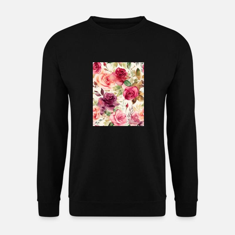 Wasserfarben Rose - Unisex Pullover - Schwarz