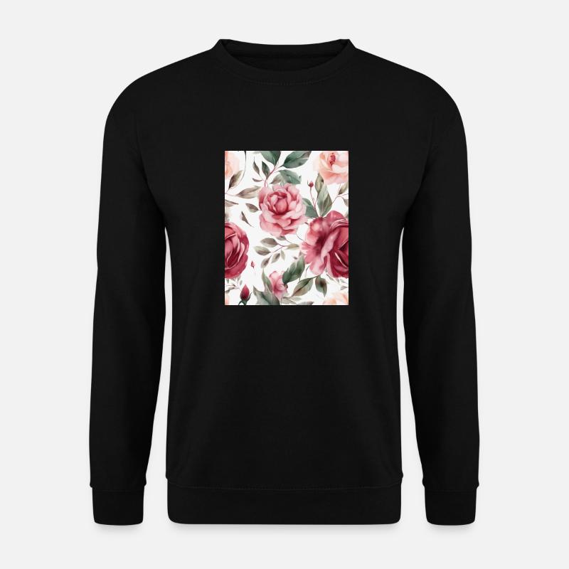 Wasserfarben Rose - Unisex Pullover - Schwarz