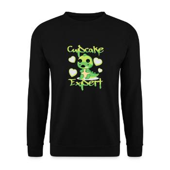Cupcake Expert Dinosaur - Unisex Sweatshirt - black - Front - Alina (178cm) & Michal (187cm)