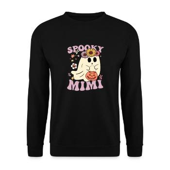 Spooky Mimi Femmes Floral Fantôme Grand-mère Citrouille - Sweat-shirt Unisexe - noir - Devant - Alina (178cm) & Michal (187cm)