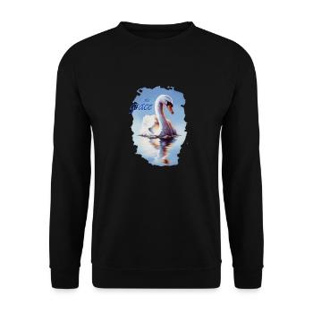 Schwan - Unisex Pullover - Schwarz - Vorne - Alina (178cm) & Michal (187cm)