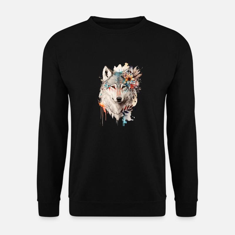 Blumenwolf - Unisex Pullover - Schwarz