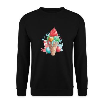 Erdbeer-Pistazien-Eistüte - Unisex Pullover - Schwarz - Vorne - Alina (178cm) & Michal (187cm)