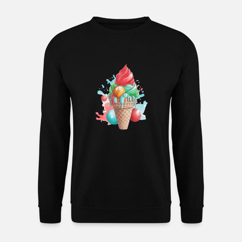 Erdbeer-Pistazien-Eistüte - Unisex Pullover - Schwarz