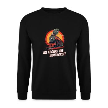 Alle an Bord der Iron Horse - Unisex Pullover - Schwarz - Vorne - Alina (178cm) & Michal (187cm)