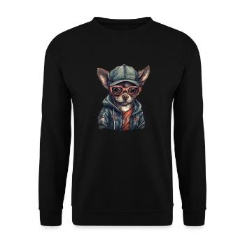 Chihuahua in streetwear cool Mexican dog - Unisex Sweatshirt - black - Front - Alina (178cm) & Michal (187cm)