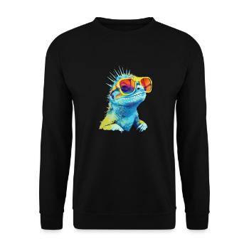 Zou the spectacled lizard - Unisex Sweatshirt - black - Front - Alina (178cm) & Michal (187cm)