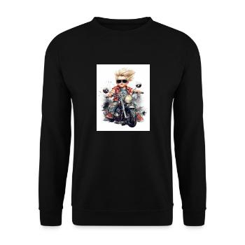 Junior Biker 2 - Unisex Pullover - Schwarz - Vorne - Alina (178cm) & Michal (187cm)