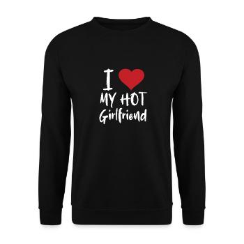 l love my hot girlfriend - Herz Liebe Freundin - Unisex Sweatshirt - black - Front - Alina (178cm) & Michal (187cm)