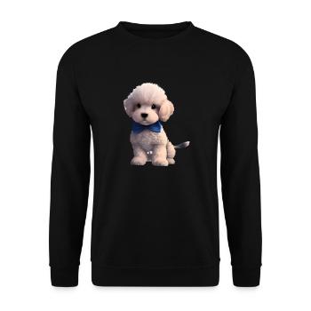 Hundehalter Pudel mit Fliege Hundewelpe Pudelwelpe - Unisex Pullover - Schwarz - Vorne - Alina (178cm) & Michal (187cm)