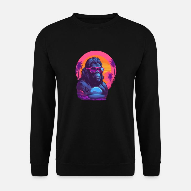 Synthwave gorilla wearing sunglasses - Unisex Sweatshirt - black