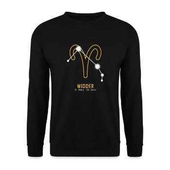 Sternzeichen Illustration Widder - Unisex Pullover - Schwarz - Vorne - Alina (178cm) & Michal (187cm)
