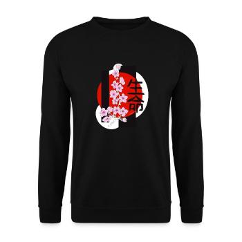 Kirschblüten - Unisex Pullover - Schwarz - Vorne - Alina (178cm) & Michal (187cm)