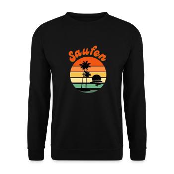 Saufen, Bier Alkohol Schwarzer Humor Spruch - Unisex Pullover - Schwarz - Vorne - Alina (178cm) & Michal (187cm)