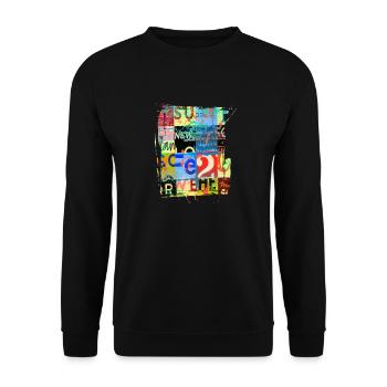 Newspaper Clips Scrapbook Magazines Alphabet Code - Unisex Sweatshirt - black - Front - Alina (178cm) & Michal (187cm)