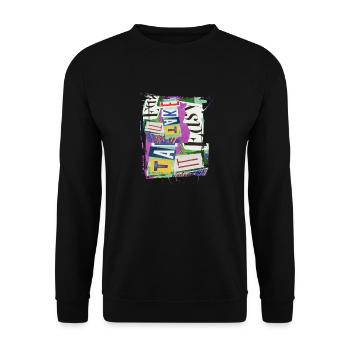 Newspaper Clips Scrapbook Magazines Alphabet Code - Unisex Sweatshirt - black - Front - Alina (178cm) & Michal (187cm)