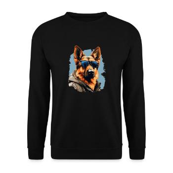 Urban Guardian: Sheepdog street vibes - Unisex Sweatshirt - black - Front - Alina (178cm) & Michal (187cm)